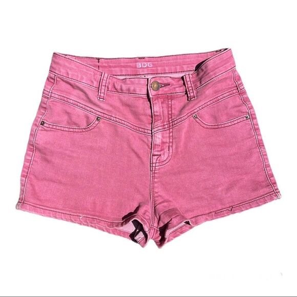 BDG Pants - BDG BURGUNDY HIGH WAIST DENIM SHORTS 26W